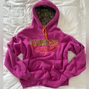 Cabela's Vibrant Pink Hoodie with Gold Details